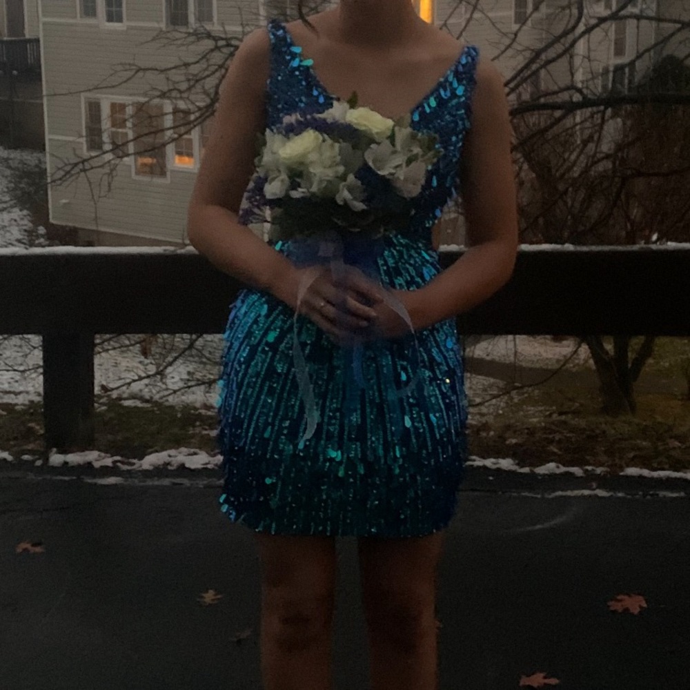 Sherri Hill Peacock dress 00